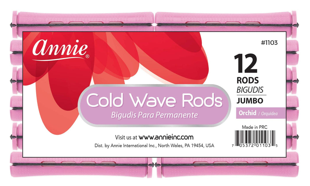 Annie Long Cold Wave Rods With Rubber Band For Hair Curling And Perm Styling - Orchid - Set Of 3 Packs Of 12 (36 Pieces)