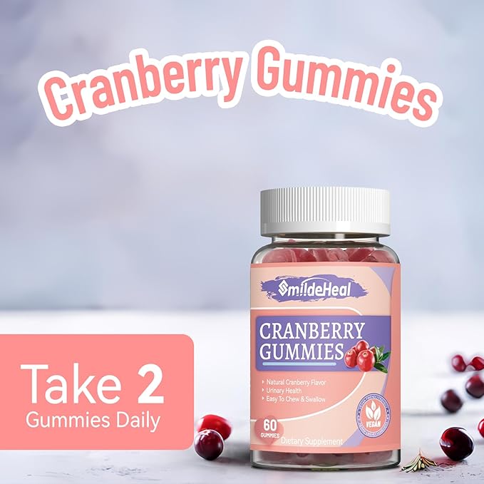 Cranberry Gummies 1000mg, Cranberry Supplements for Women, with D-Mannose 250mg, Womens Probiotic Gummies, Urinary Tract Health, Cranberry Flavor, NO GMOs, 60 Count (Pack of 2)