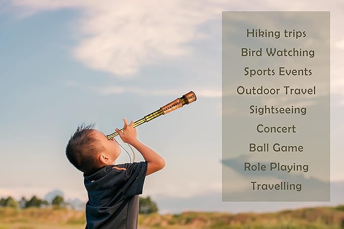 RII Antique Decor Spyglass, Pirate Telescope with Leather Case, Handheld Telescope for Adventure Enthusiasts, Monocular Nautical Decor for Gifting, Travellers, Vintage, 18"