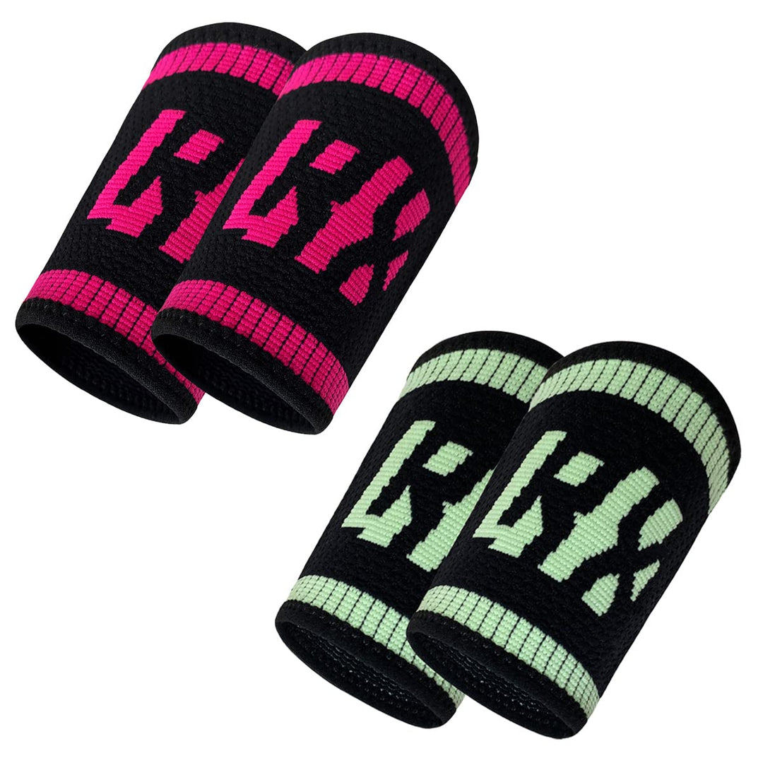 LYFT-RX Wrist Sweatbands, Slim Fit Design for Weightlifting, Gym, Workout, Cross Training, Weight Lift, Sports, 4.5 inch Sweat Wicking Wrist Bands, Men & Women, 2 Pairs - Pink/Mint Small
