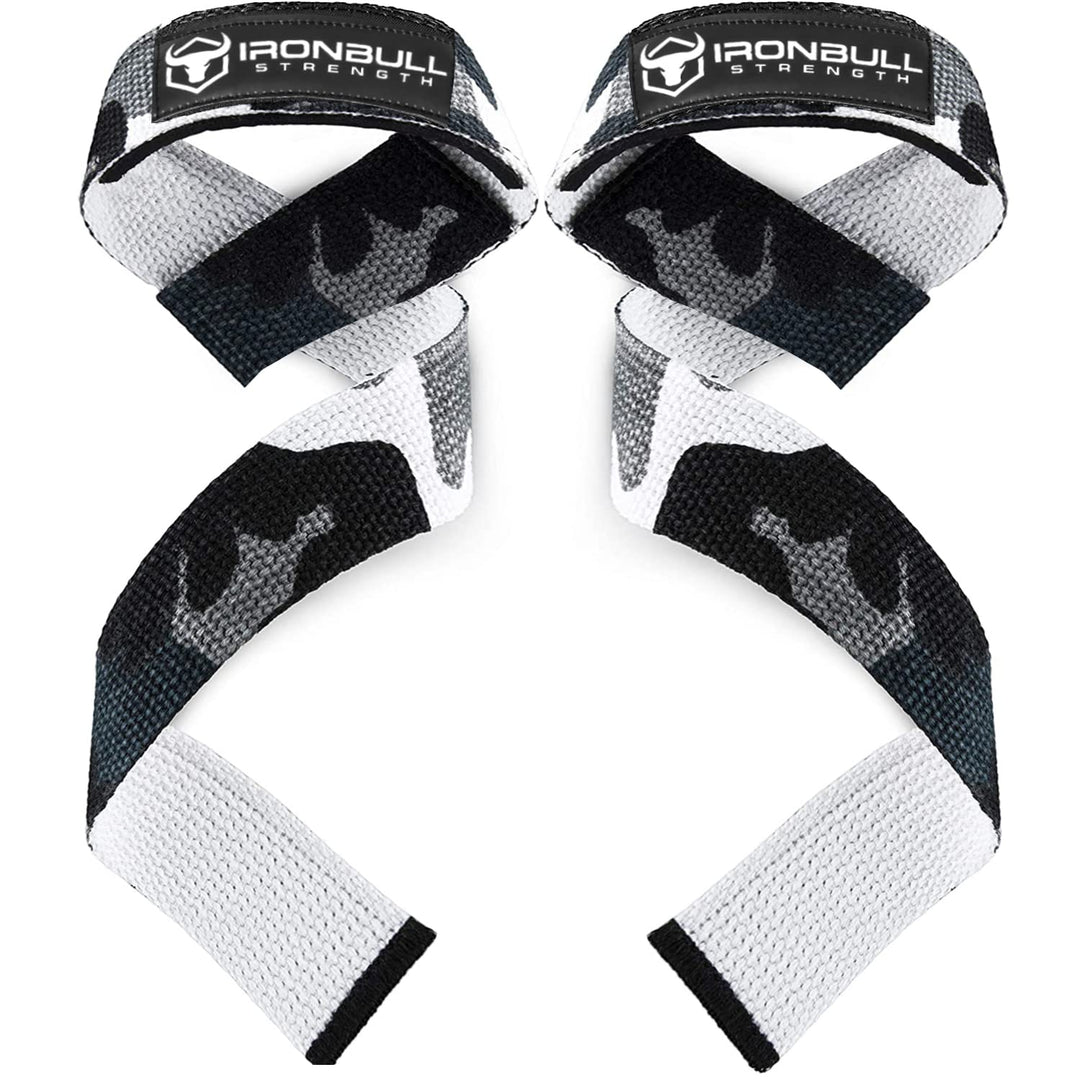 Lifting Straps (1 Pair) - Padded Wrist Support Wraps - For Powerlifting, Bodybuilding, Gym Workout, Strength Training, Deadlifts & Fitness Workout (Camo/White)