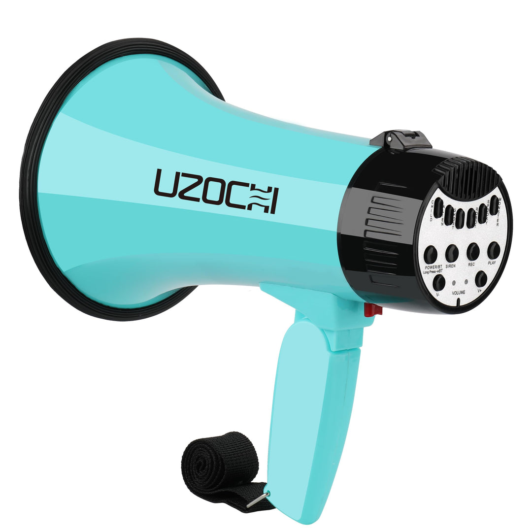 UZOCHI 20w Megaphone Bullhorn with Siren, Recording, Bluetooth Input, Voice Changer for Kids with 6 Sound Effect, Loud Speaker for Teacher, Cheerleading