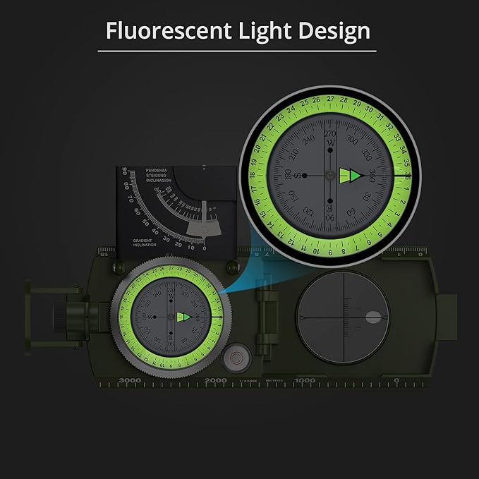 Proster IP65 Compass Hiking Survival - Lensatic Sighting Compass for Camping Navigation, Compass with Clinometer & Carry Bag for Camping Hunting Hiking Geology Activities