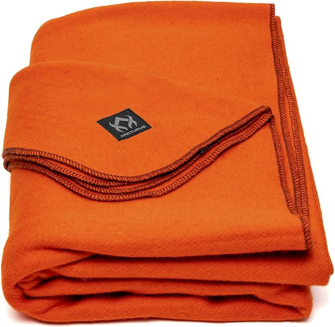 Arcturus Military Wool Blanket - Warm, Thick, Washable - Great for Outdoors, Camping, Stadium Blanket, Picnics, Travel - Car & Bushcraft Survival Kits, Large 64in x 88in 4.5 lb