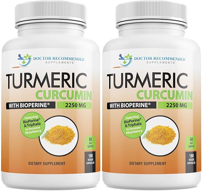 Turmeric Curcumin with Bioperine - 360 Veggie Capsules - 2250mg 95% Curcuminoids with Black Pepper Supplement and Triphala (Pack of 2)