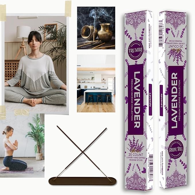 Lavender Incense Sticks - Incienso de Lavanda - Total 40 Insence-Sticks - Dual Pack of 20 Insense - Inciensos - Inscents - Natural Non Toxic Ingredients - Incents - Incence - Inscense - Insents