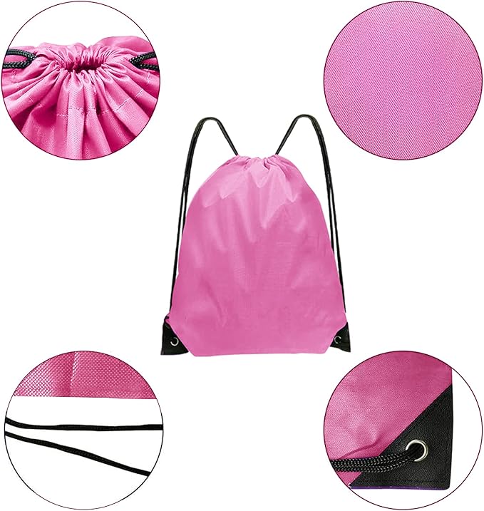 Drawstring Backpack Bulk 42 Pcs String Backpack Drawstring Bags Cinch Bag Sackpack for Men Women Gym (Pink)