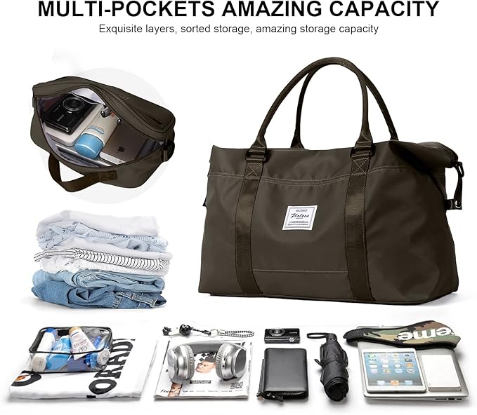 Travel Duffel Bag,Sports Tote Gym Bag,Shoulder Weekender Overnight Bag for Women