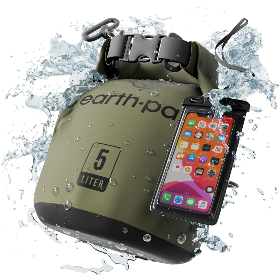 Earth Pak Waterproof Dry Bag - Roll Top Waterproof Backpack Sack Keeps Gear Dry for Kayak with Waterproof Phone Case