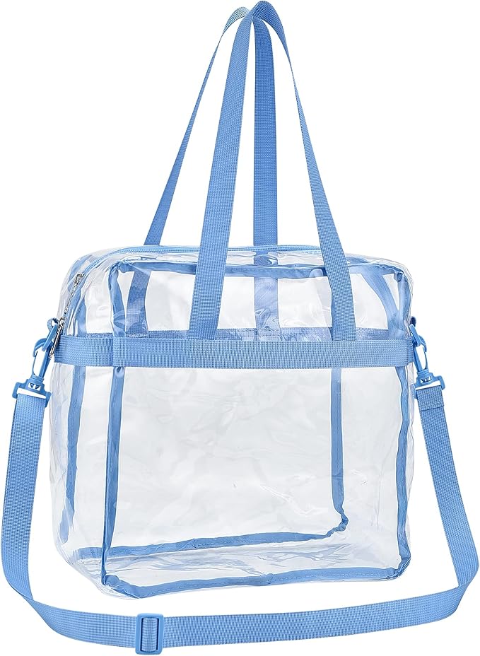 USPECLARE Clear Tote Stadium Approved, Security Travel & Gym Clear Bag for Work Sports Games Concerts