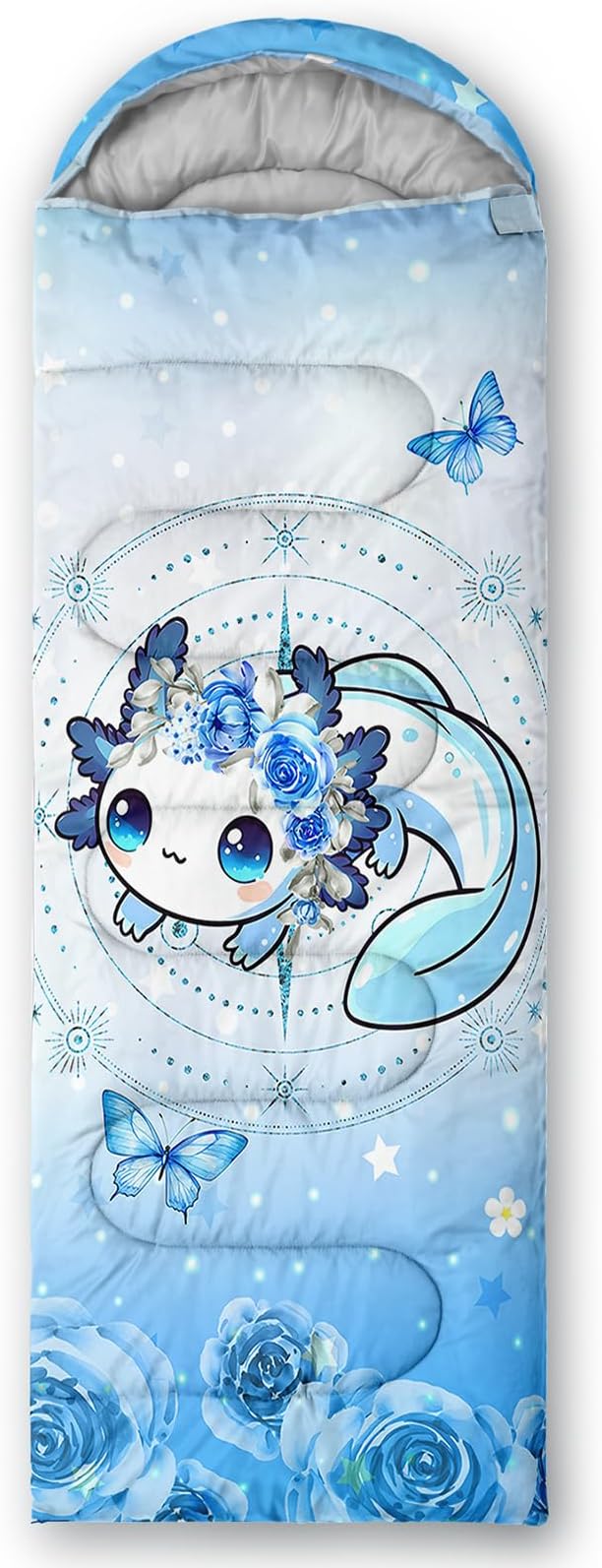 AILONEN Kids Floral Cat Camping Sleeping Bags,Lightweight & Waterproof,3 Season Warm & Cool Weather,Kawaii Kitten Sleeping Bags for Girls Adults,Travelling,Outdoors