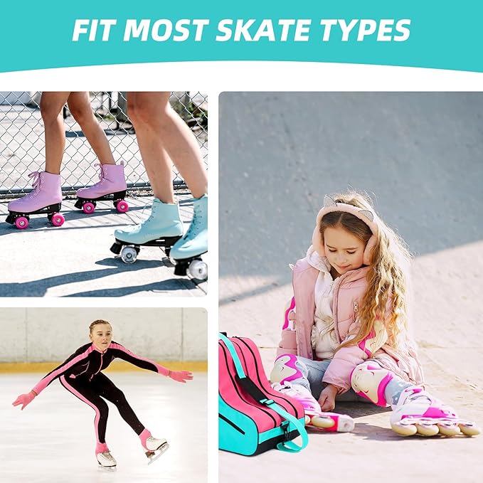 Roller Skate Bag - Breathable Large Capacity Ice Skate Bag with Adjustable Shoulder Strap - Fits Most Inline, Ice and Roller Skate Accessories for Kids and Adults