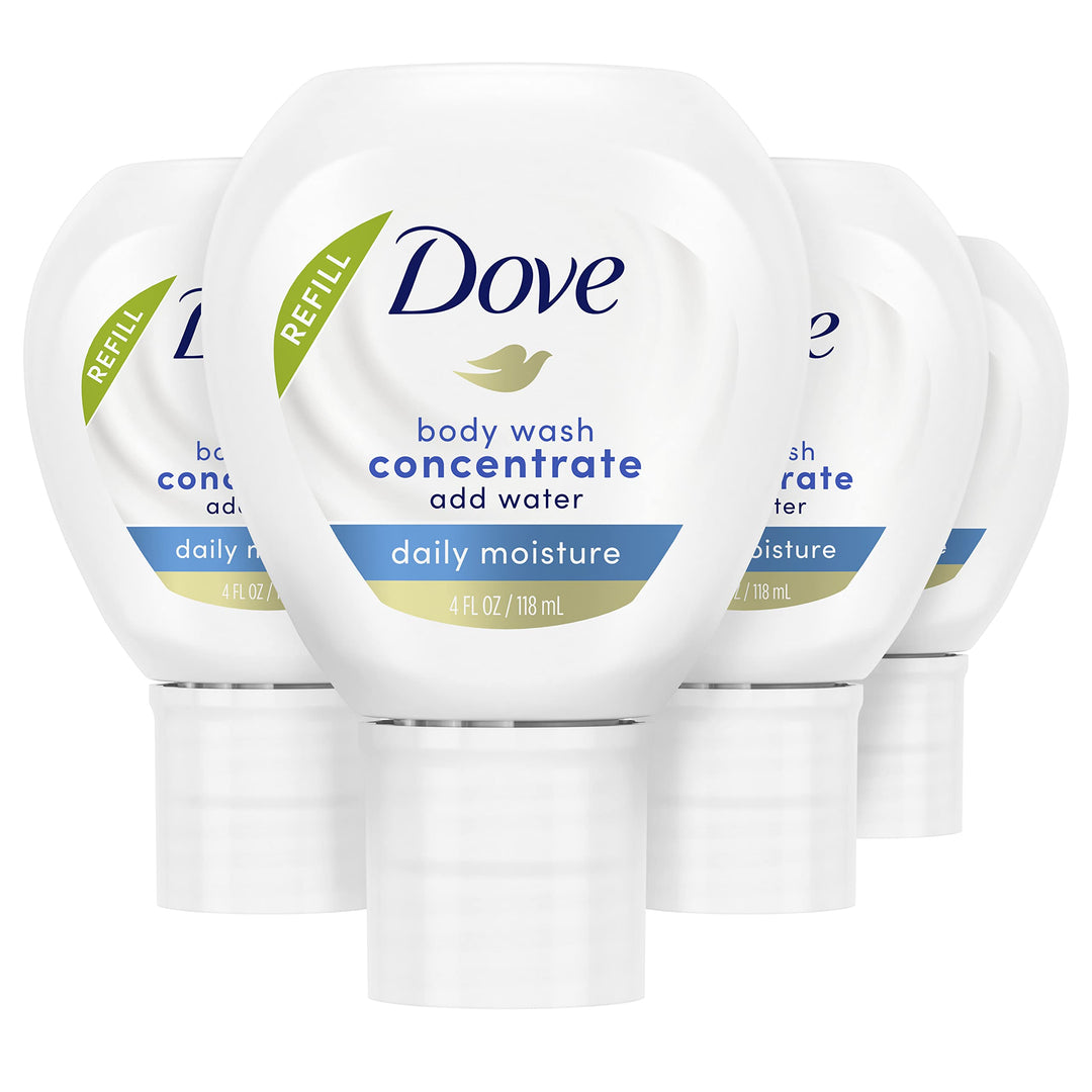 Dove Concentrate Refill 4 Count For Instantly Soft Skin And Lasting Nourishment Daily Moisture Refill For Use Reusable Bottle 4