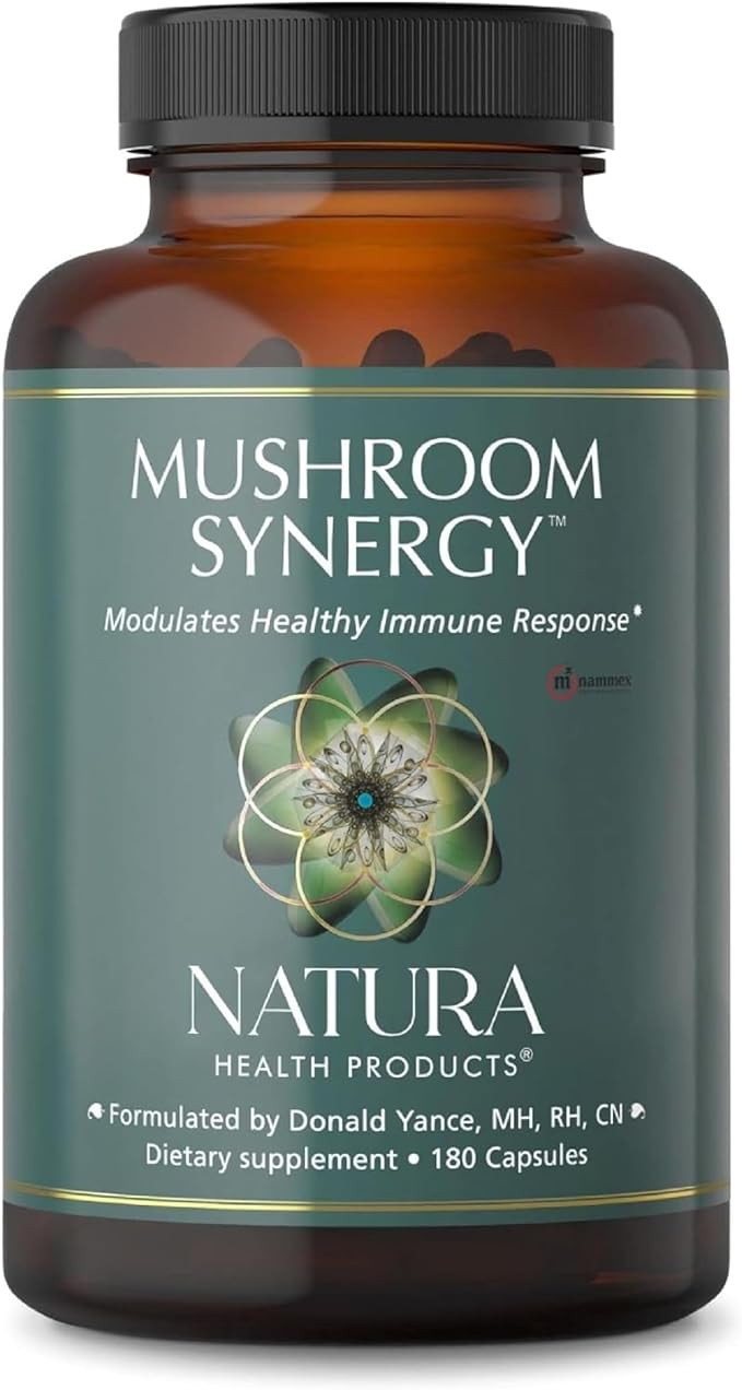 Natura Health Products Mushroom Synergy Supplement - Featuring Turkey Tail, Red Reishi, Chaga, & Poria Mushrooms - Modulates Healthy Immune Response* (180 Capsules)