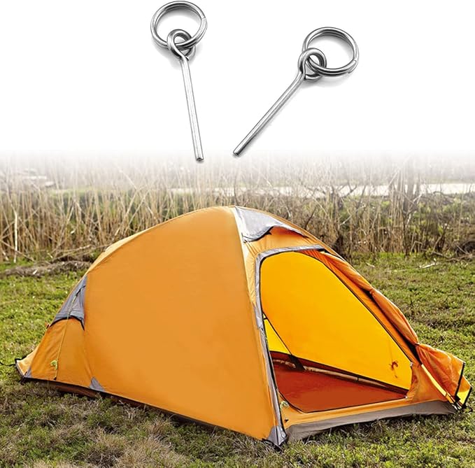 4pcs Tent Pin & Ring Replacement Stainless Steel Tent Pole Connectors for Outdoor Camping Hiking Travel