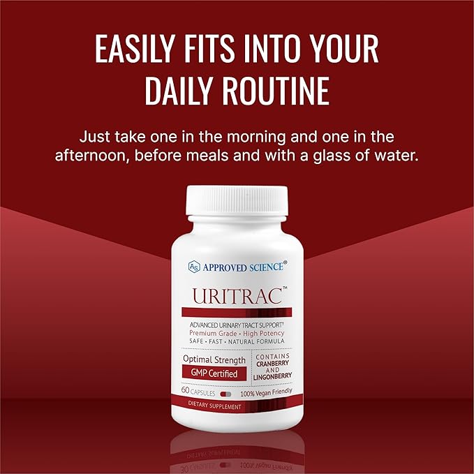 Approved Science® Uritrac™ - UTI Support - Cranberry, D-Mannose, Lingonberry - Vegan Friendly - 60 Capsules per Bottle - Pack of 2