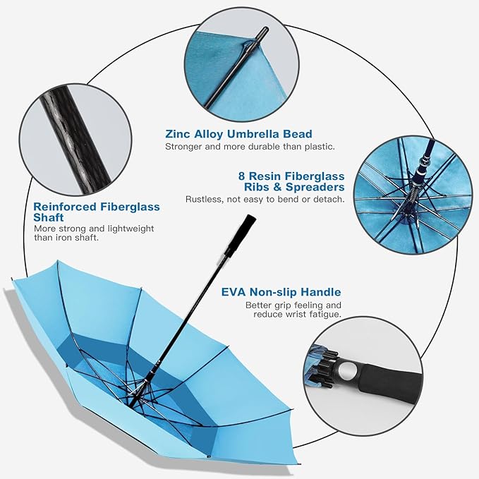 Auto Open Golf Umbrellas 62/68/72 Inch Extra Large Oversize for Business & Home, Ventilated Double Canopy Windproof Waterproof Stick Umbrella for Rain & strong wind