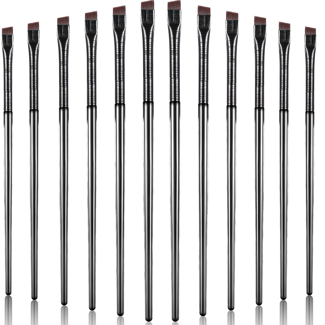 12 Pieces Eyeliner Eyebrow Brush Fine Angled Eyeliner Brush Slanted Eyeliner Makeup Brush Slant Tip Brushes Thin Slanted Flat An