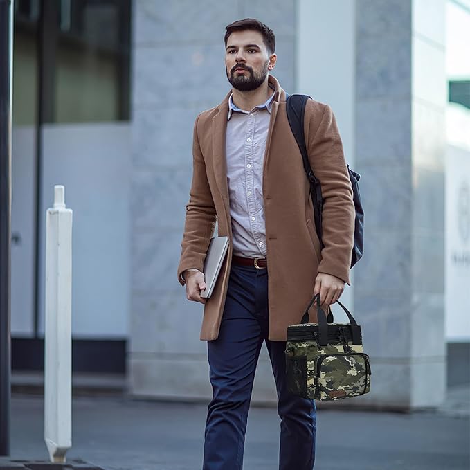 MIYCOO Lunch Bag & Lunch Box for Men Women Double Deck - Leakproof Insulated Soft Large Adult Lunch Cooler Bag for Work (Camouflage, 15L)