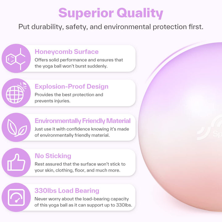 Sportneer Extra Thick Exercise Ball - 25.6''Yoga Ball with Quick Pump - Anti-Burst and Slip Resistant Fitness Ball Chair for Pregnancy and Physical Therapy