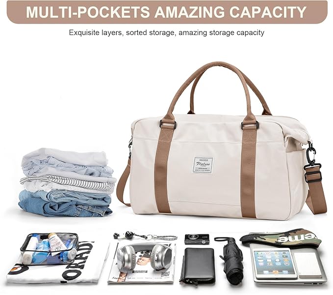 Travel Duffel Bag,Sports Tote Gym Bag,Shoulder Weekender Overnight Bag for Women