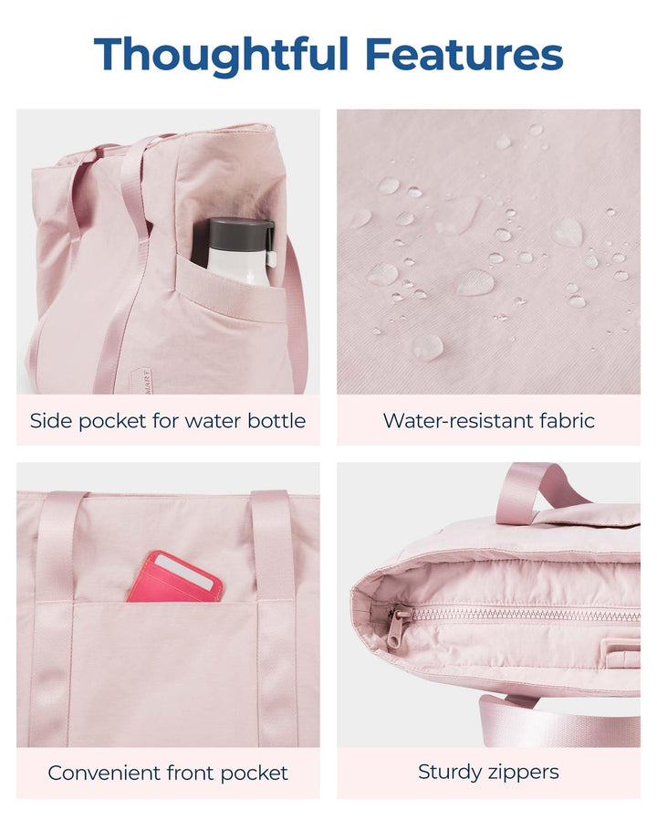 BAGSMART Tote Bag for Women with Zipper, Laptop Gym Tote with Compartments, Work Tote Nurse Dance Yoga Bag for Travel(Pink)