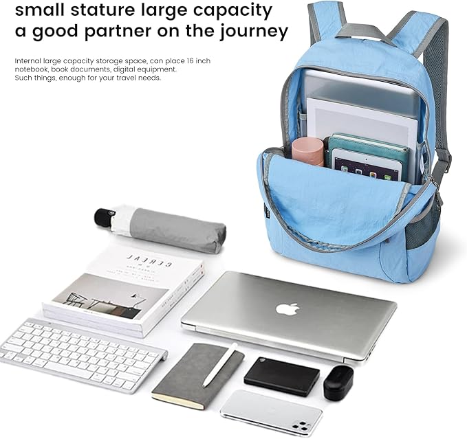 G4Free 20L Lightweight Packable Backpack Travel Hiking Daypack Foldable Backpack for Men Women(Light Blue)