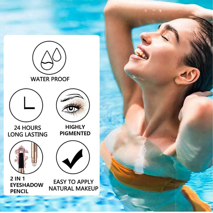 MiaSarah 2 in 1 eyeshadow stick and Sponge Makeup Brush Smooth Cream Shimmer Shadow Pencil Long Lasting Eye Waterproof Shadow Stick Makeup Hypoallergenic Highlighter Multi-Dimensional eyes Look