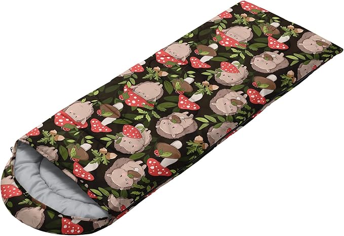AILONEN Kids Floral Cat Camping Sleeping Bags,Lightweight & Waterproof,3 Season Warm & Cool Weather,Kawaii Kitten Sleeping Bags for Girls Adults,Travelling,Outdoors
