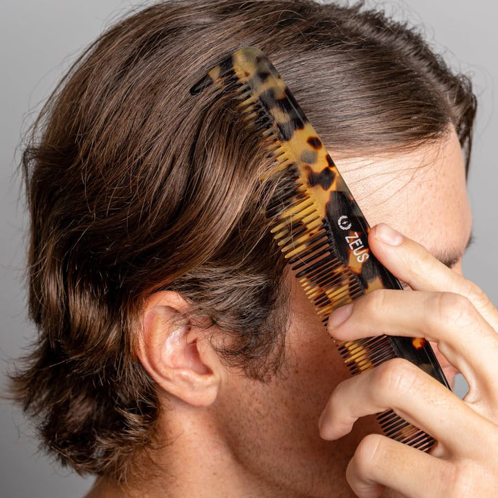 ZEUS Large Hair Comb, 7.5” Handcrafted Saw-Cut Non-Static Hair Comb for Men (Traditional) Y11