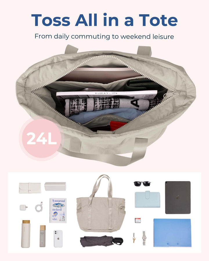 BAGSMART Tote Bag for Women with Zipper, Gym Tote with Compartments, Laptop Work Tote Nurse Dance Yoga Bag for Sport, Travel