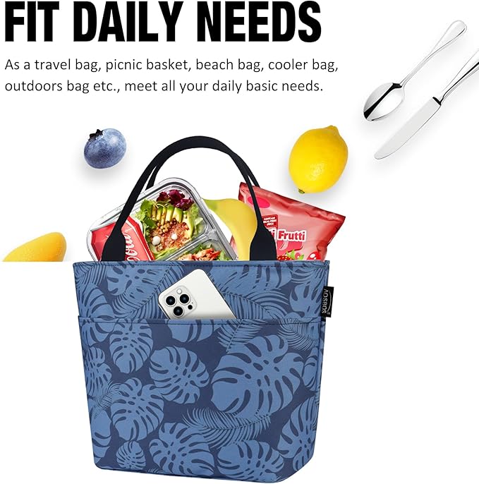 Aosbos Lunch Bag Women Insulated Lunch Bags for Adult Lunch Box for Women Meal Prep Lunch Box Cooler Lunch Tote Bag Picnic Bag Lunchbox, Plantain Leaf