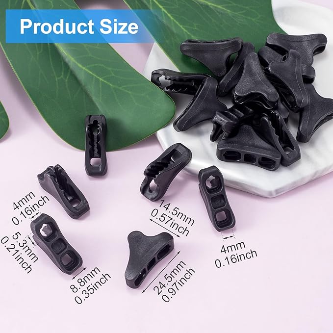 30 Pack Ultralight Guyline Tensioners Black Tent Cord Rope Adjuster Tighteners for Outdoor Camping Hiking Tarp Canopy Shelter