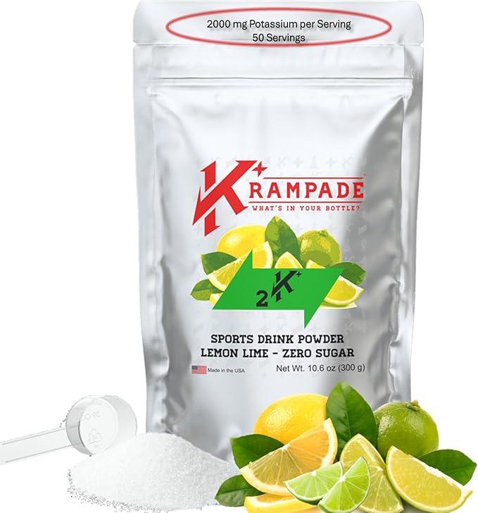 Electrolytes Powder Potassium Supplement - 2000 mg K+, >2X More Than Coconut Water | Cramp Relief and Prevention | Hydration Powder