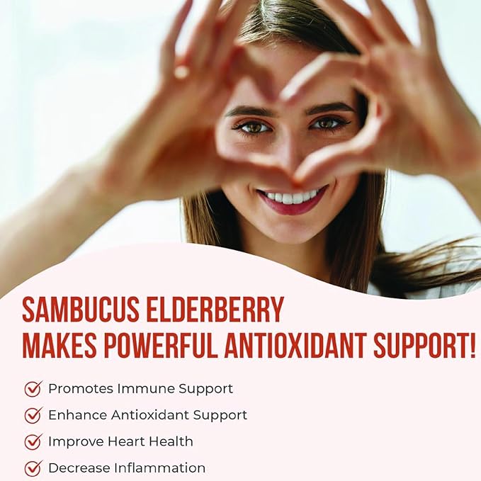 5 in 1 Elderberry Immune Support Supplement, Daily Immune Boosters for Adults Antioxidants Supplement, Elderberry 1000 mg, Vitamin C, Zinc, Echinacea, Ginger, 300 Vegan Capsules - 5 Month