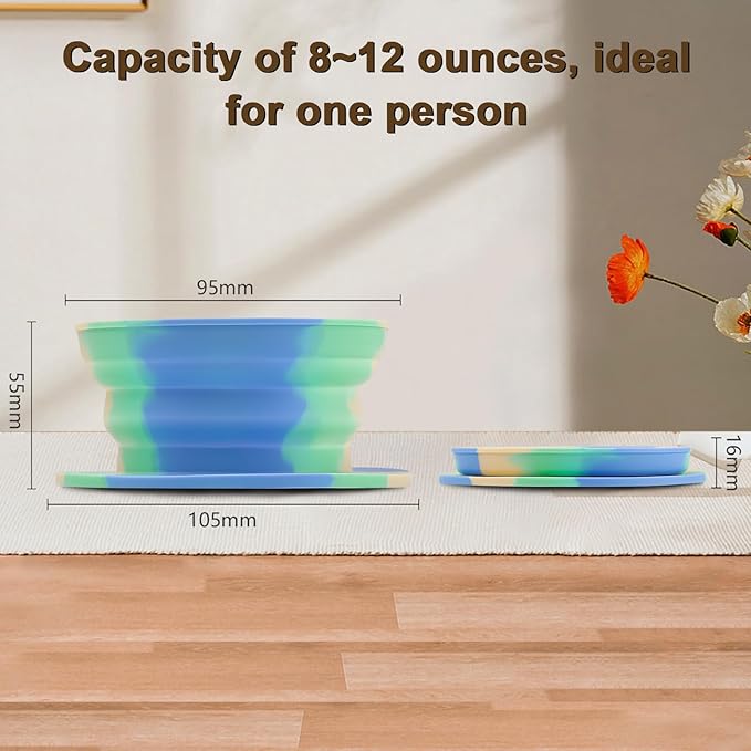 Collapsible Travel Pour Over Coffee Dripper Kit Single Cup, Paperless Camping Pour Over Coffee Maker with Metal Filter, Backpacking Manual Coffee Maker for Camping Coffee