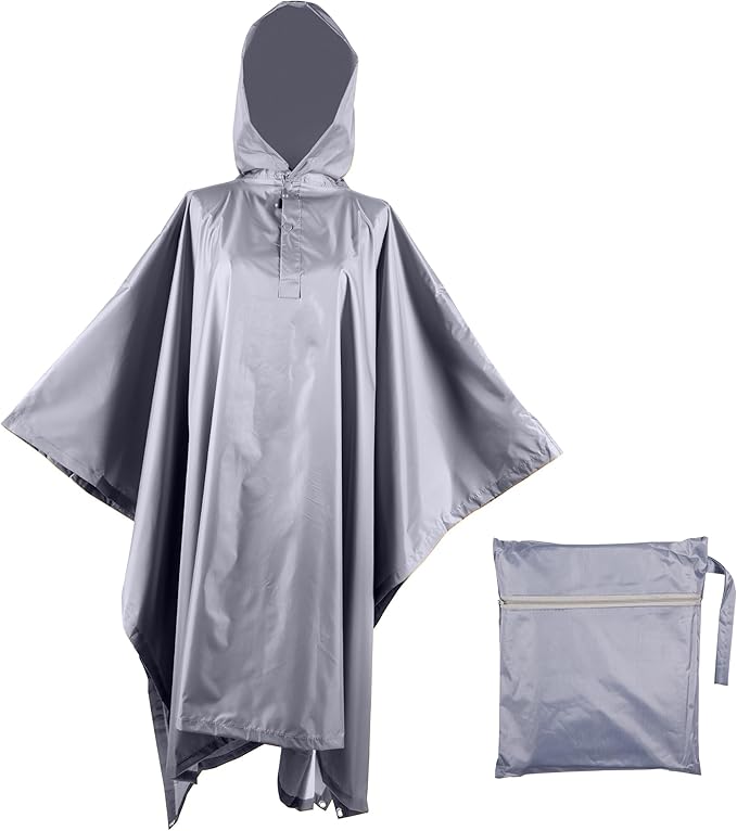 Heavy Duty Rain Poncho for Backpacking, Waterproof Lightweight for Adults, Military, Emergency, Camping, Men, Women