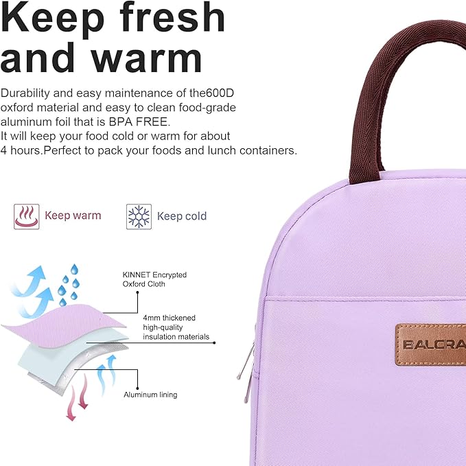 BALORAY Lunch Bag for Women Men Insulated Lunch Box for Adult Reusable Lunch Tote Bag for Work, Picnic or Travel