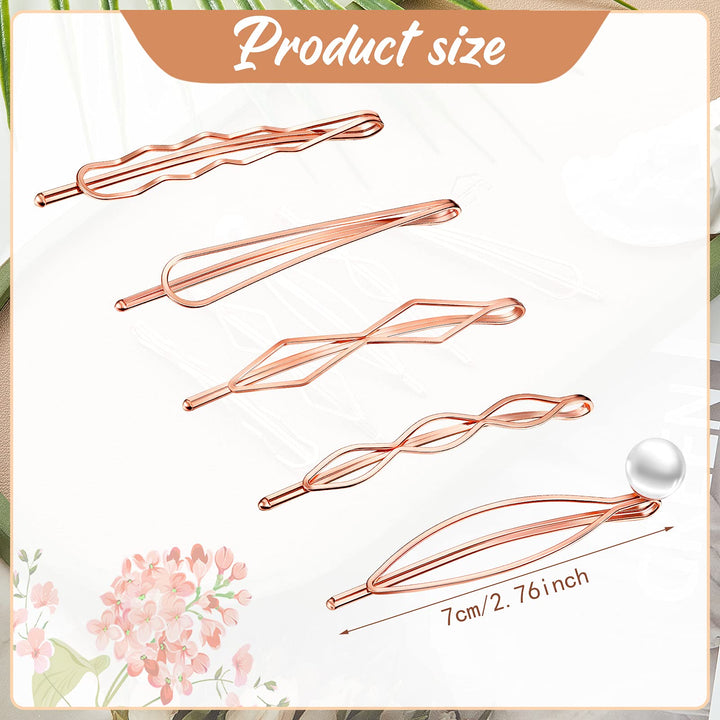 10 Pieces Geometric Metal Hair Clips and Barrettes for Women - Minimalist Hair Styling Accessories, Dainty Wedding Headwear (Silver, Rose Gold)