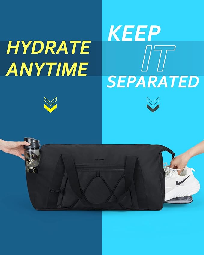 BAGSMART Gym Bag With Shoe Compartment & Wet Pocket, Lightweight Sports Travel Duffel Bag, Carry On Bag Weekender Overnight Bag, Water Resistant Sports Gym Tote Bags Swimming Yoga, Dark pink