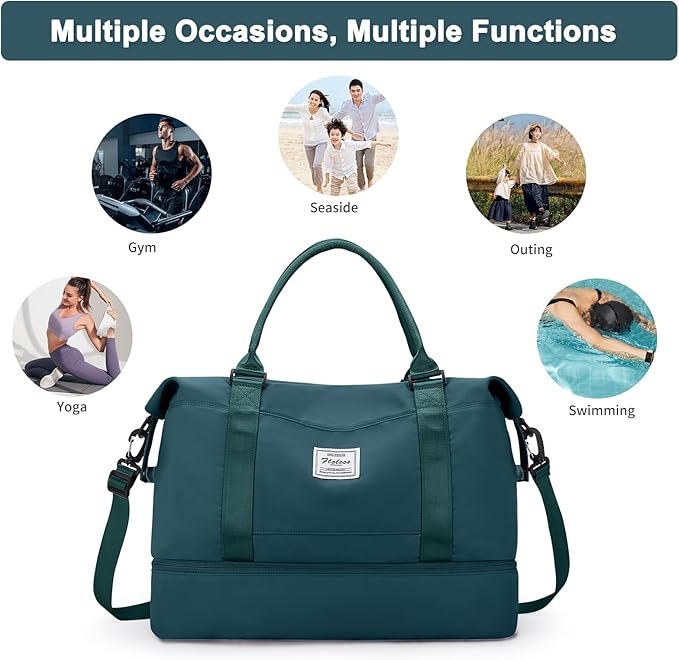 Travel Duffel Bag,Sports Tote Gym Bag,Shoulder Weekender Overnight Bag for Women