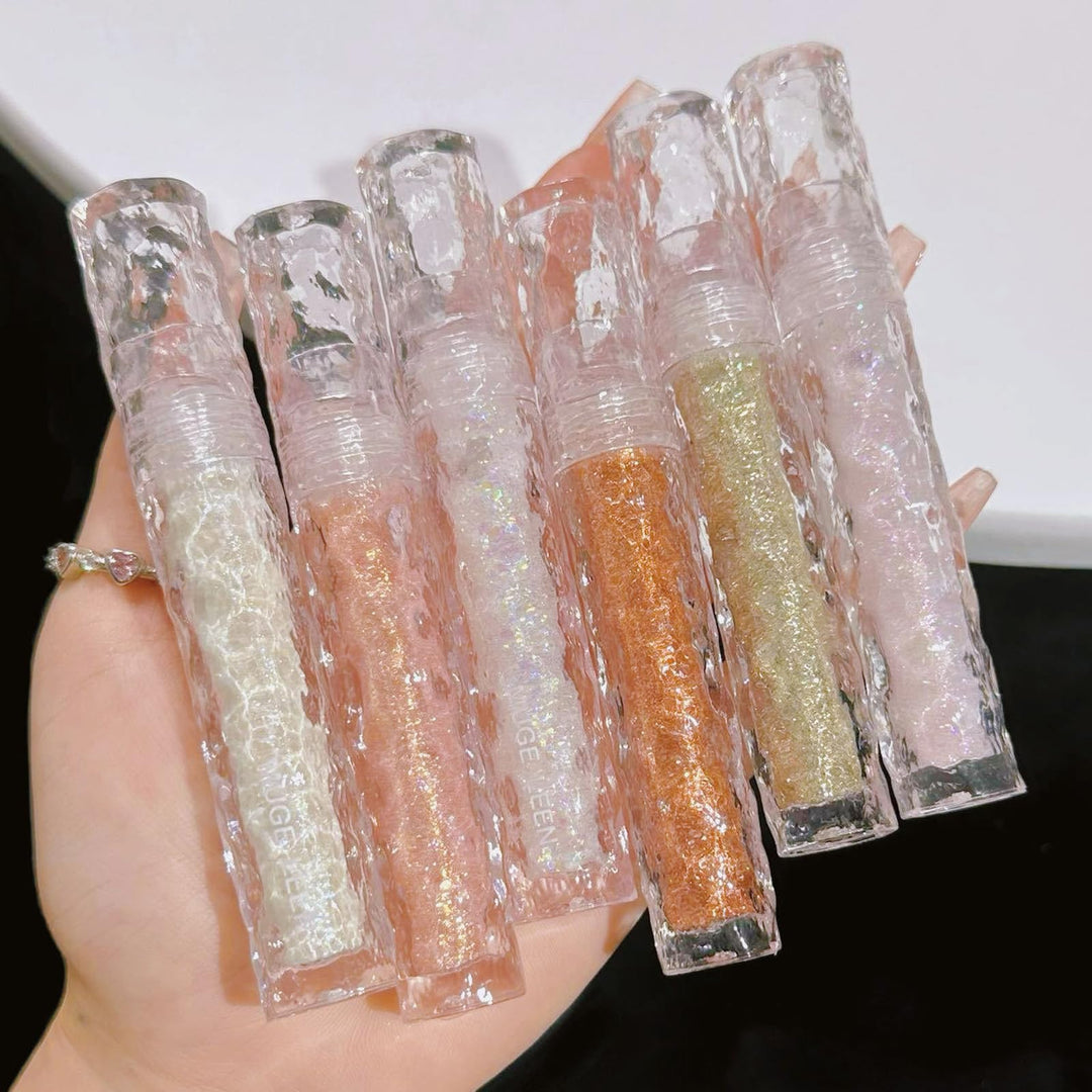 Gireatick 6pcs Liquid Glitter Eyeshadow Set, Shimmer Eye Make Up for Korean Crystals Makeup, Quick Drying, Pigmented and Long Lasting Eyeshadow Eye Liner, Silver Pink Gold Crystals Eye Glitter Makeup