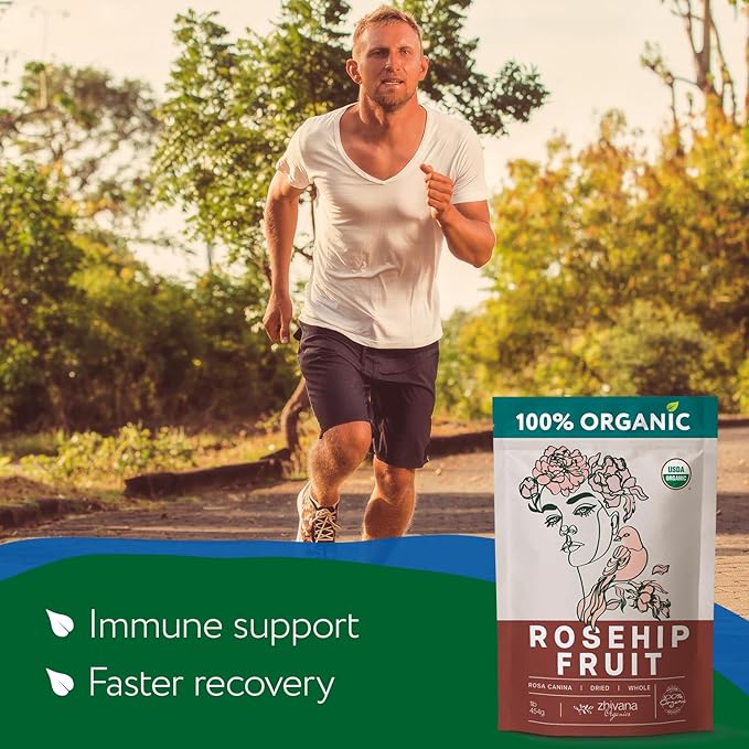 Super Large Value Pack 10 LB – Organic Dried Rosehip Fruit – Organic Rose Hips Whole (Rosa Canina) - Rich in Vitamin C, Antioxidants, & Immune Support – 100% Natural & Pure