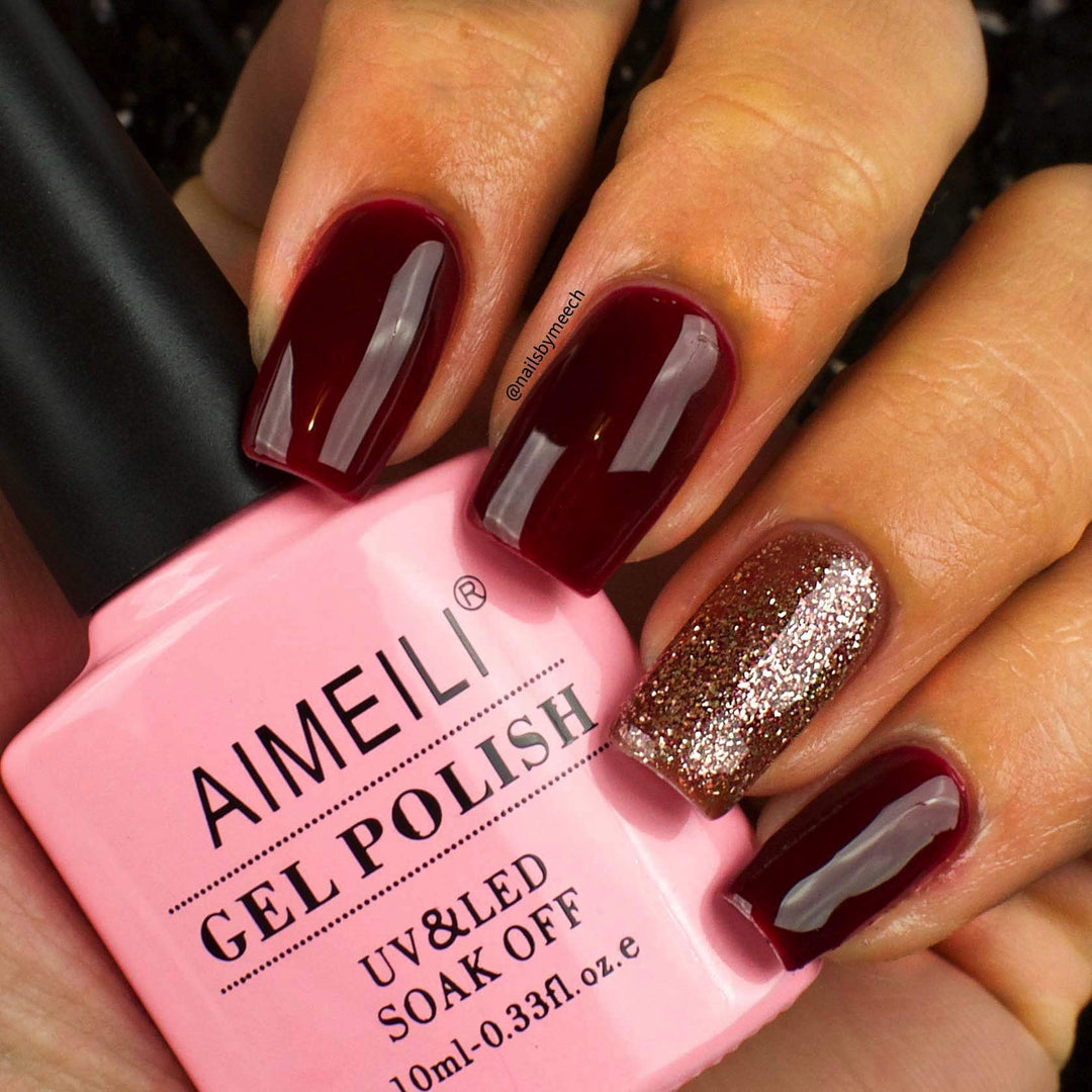 AIMEILI Soak Off U V LED Gel Nail Polish - Red Vixen (010) 10ml