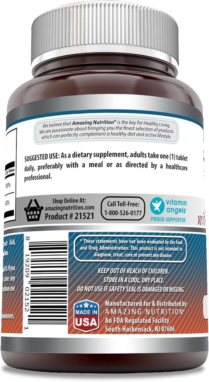 Amazing Formulas Calcium with Vitamin D3 500 Tablets Supplement | Non-GMO | Gluten Free | Made in USA