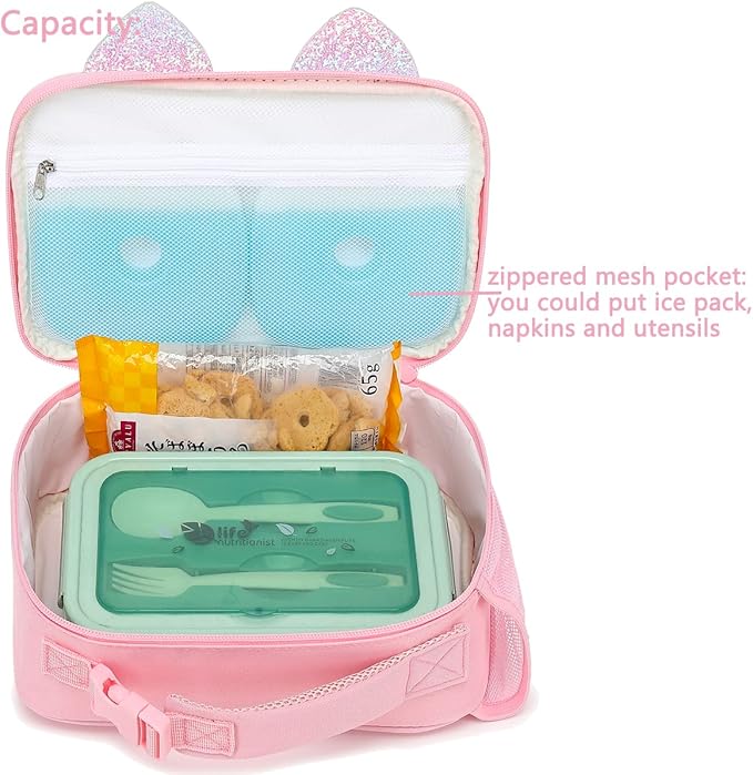 FlowFly Kids Lunch box Insulated Soft Bag Mini Cooler Back to School Thermal Meal Tote Kit for Girls, Boys, Smile