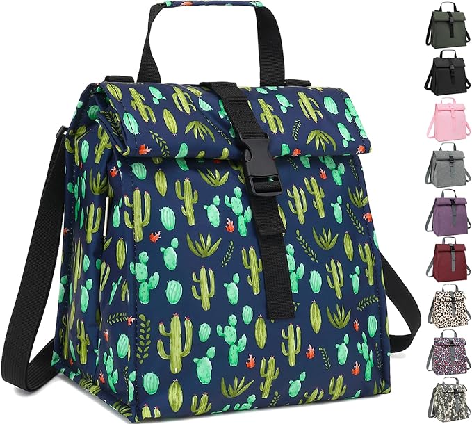 Cactus Unisex Thermal Lunch Bag, 8.8" x 6" x 9" - Oxford Fabric, BPA Free, Adjustable Shoulder Strap, 330ml Capacity