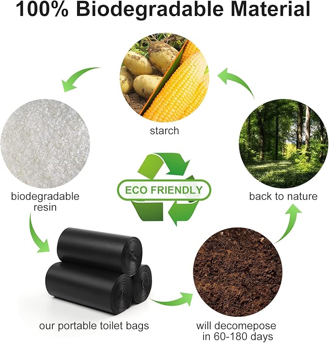80 Portable Toilet Bags, Camping Toilet Bags, 5-8 Gallon Compostable Bags, Biodegradable Toilet Bags for 5-8 Gallon Bucket Toilet Seat, Biodegradable Waste Bags for Outdoor Boating Travel Camping