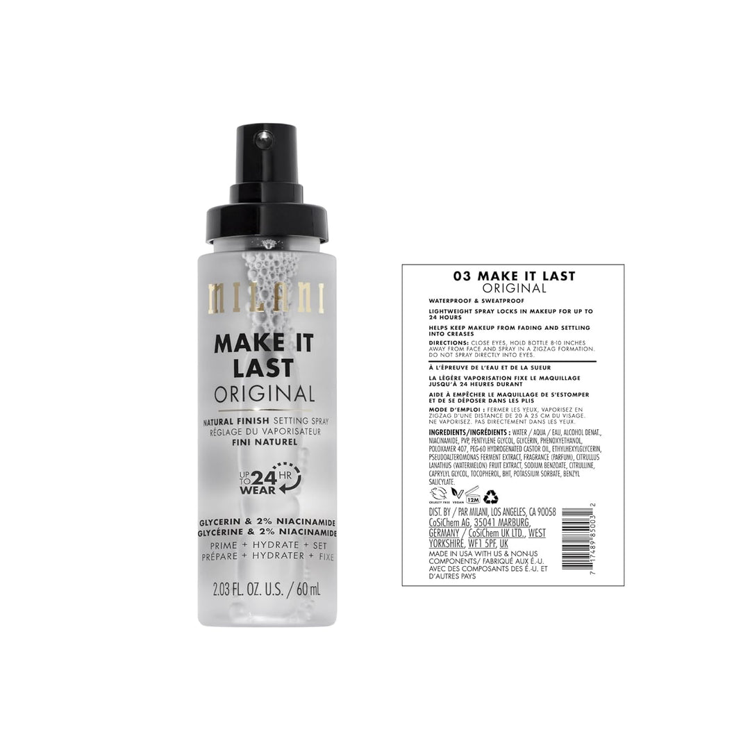 Milani Setting Spray & Primer 2-Pack | Hydrating Niacinamide & Matte Charcoal