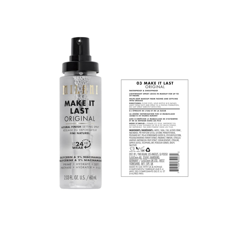 Milani Setting Spray & Primer 2-Pack | Hydrating Niacinamide & Matte Charcoal